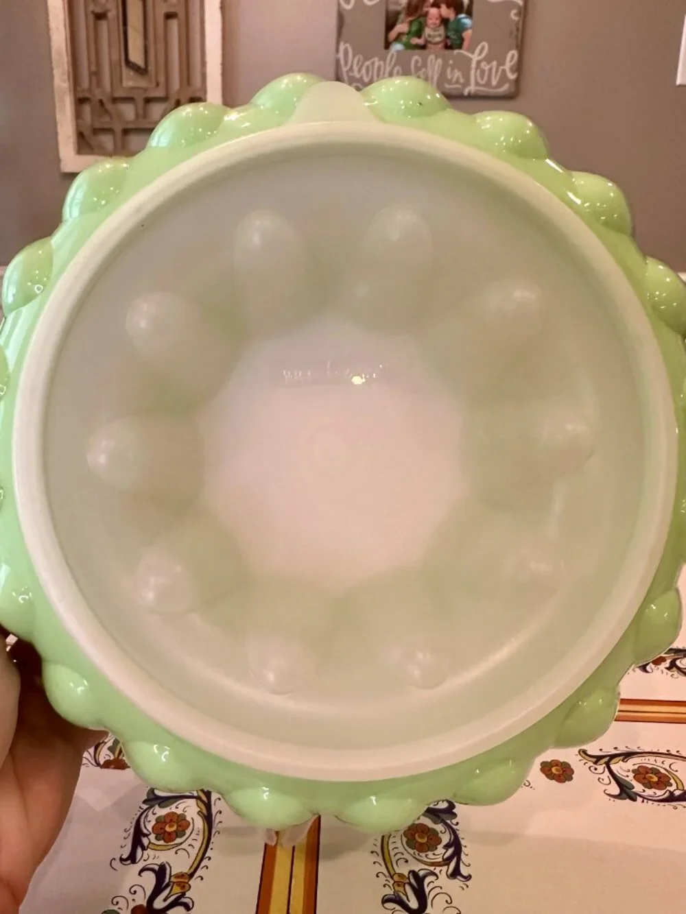 vintage mint green Tupperware Jel-N-Serve Jello Mold with a fluted ring